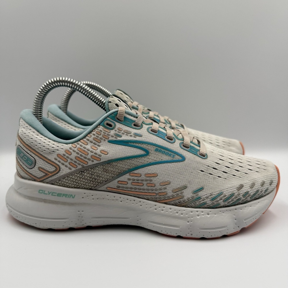 Brooks Glycerin 20 Womens Size 7 Gray Blue White Athletic Running Shoes Sneakers